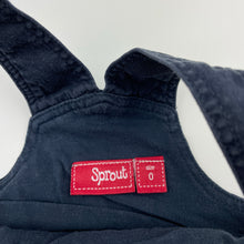 Load image into Gallery viewer, Boys Sprout, navy cotton overalls / shortalls, GUC, size 0,  