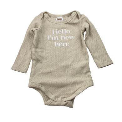 Unisex Cotton On, organic cotton blend bodysuit / romper, GUC, size 00,  