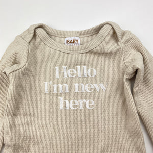 Unisex Cotton On, organic cotton blend bodysuit / romper, GUC, size 00,  