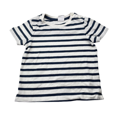 Boys John Lewis, navy stripe cotton tee / top, FUC, size 0,  