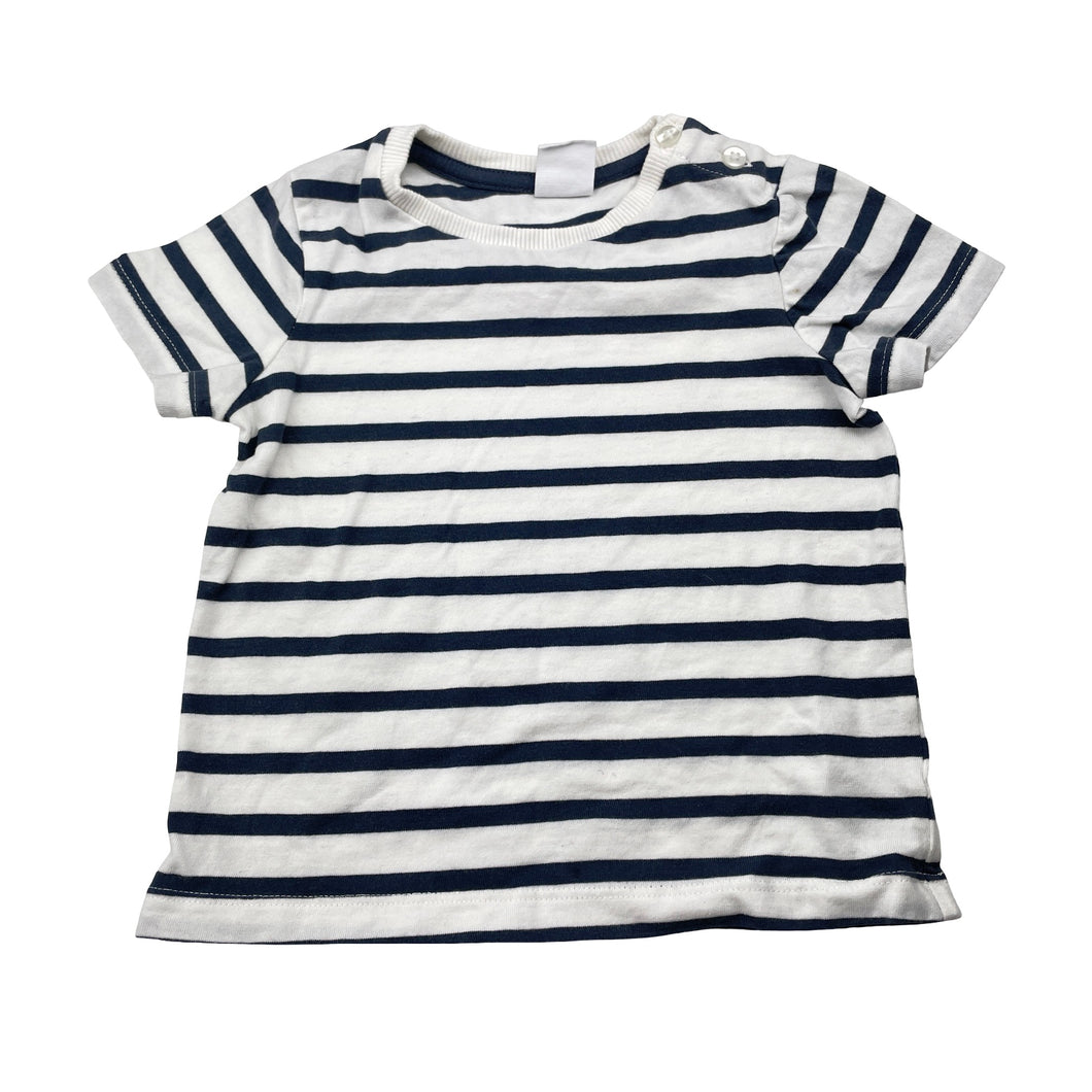Boys John Lewis, navy stripe cotton tee / top, FUC, size 0,  