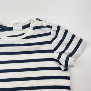 Boys John Lewis, navy stripe cotton tee / top, FUC, size 0,  