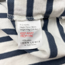 Load image into Gallery viewer, Boys John Lewis, navy stripe cotton tee / top, FUC, size 0,  