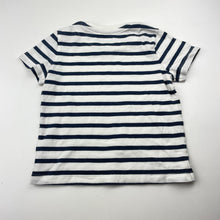 Load image into Gallery viewer, Boys John Lewis, navy stripe cotton tee / top, FUC, size 0,  
