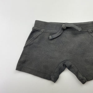 Unisex Anko, grey ribbed shorts, elasticated, GUC, size 00,  