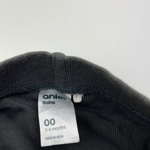 Unisex Anko, grey ribbed shorts, elasticated, GUC, size 00,  