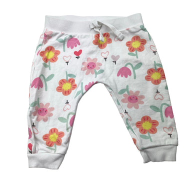 Girls Anko, floral cotton pants / bottoms, elasticated, EUC, size 00,  
