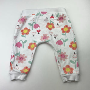 Girls Anko, floral cotton pants / bottoms, elasticated, EUC, size 00,  