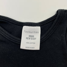 Load image into Gallery viewer, Unisex Favourites, black cotton singletsuit romper, EUC, size 0000,  