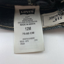 Load image into Gallery viewer, Boys Levi&#39;s, 514 straight leg, slim fit jeans, adjustable, inside leg: 22.5cm, NEW, size 0-1,  