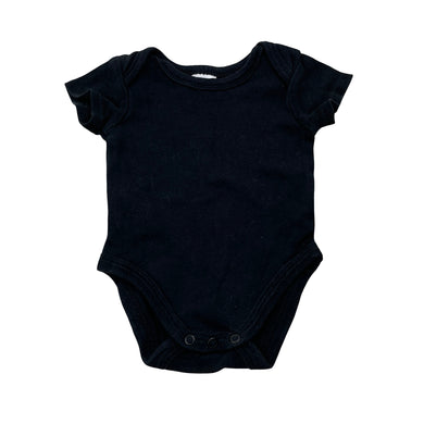 Unisex Baby Berry, black cotton bodysuit / romper, GUC, size 000,  
