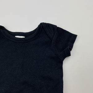 Unisex Baby Berry, black cotton bodysuit / romper, GUC, size 000,  