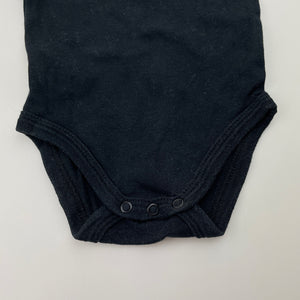 Unisex Baby Berry, black cotton bodysuit / romper, GUC, size 000,  