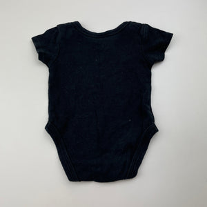Unisex Baby Berry, black cotton bodysuit / romper, GUC, size 000,  