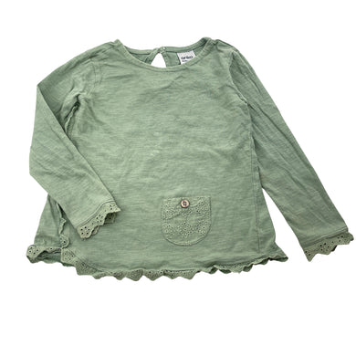Girls Anko, green cotton long sleeve tee / top, GUC, size 1,  