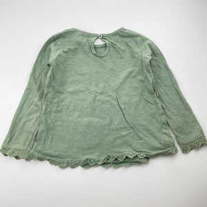 Girls Anko, green cotton long sleeve tee / top, GUC, size 1,  