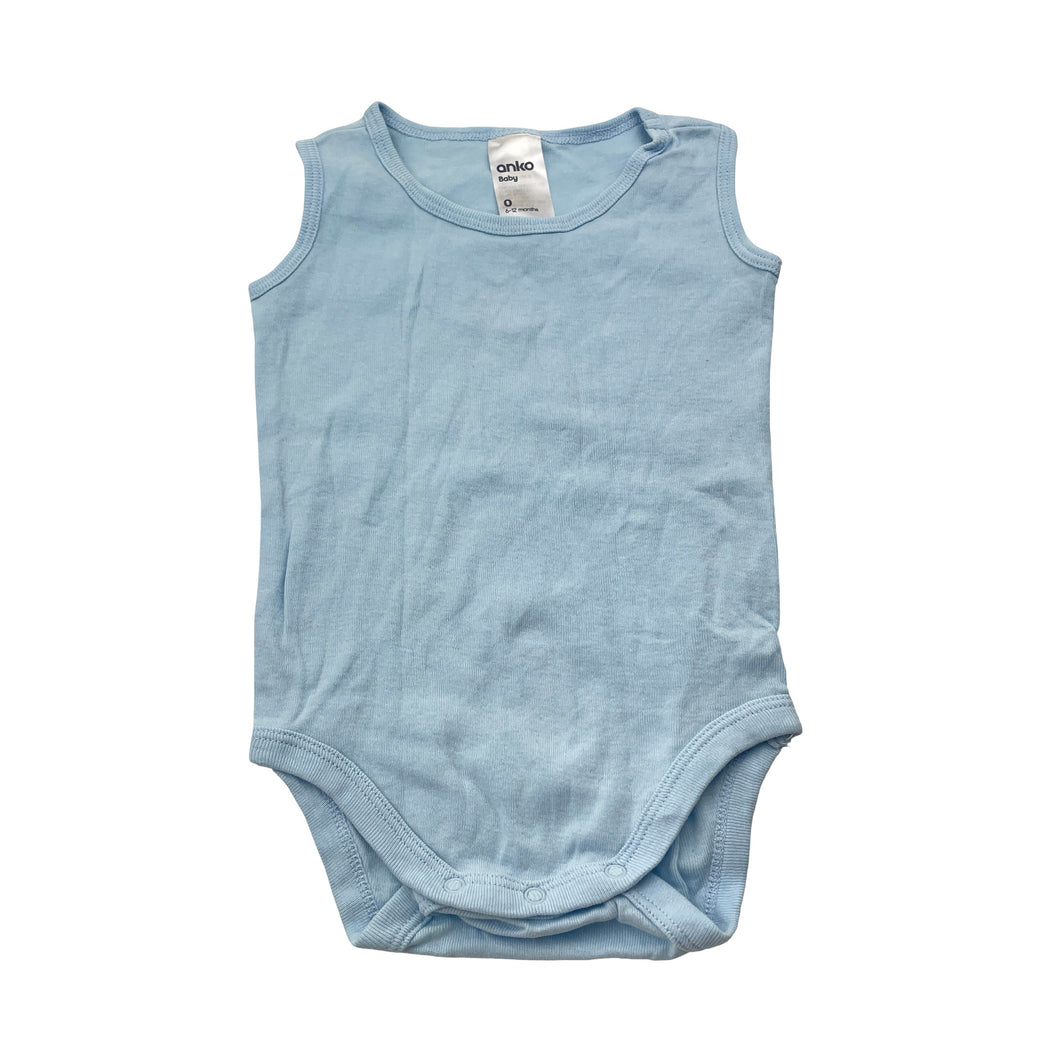 Unisex Anko, blue cotton singletsuit romper, EUC, size 0,  