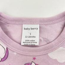 Load image into Gallery viewer, Girls Baby Berry, cotton bodysuit / romper, unicorns, EUC, size 1,  