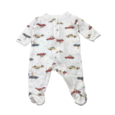Boys Anko, cotton zip coverall / romper, cars, EUC, size 0000,  