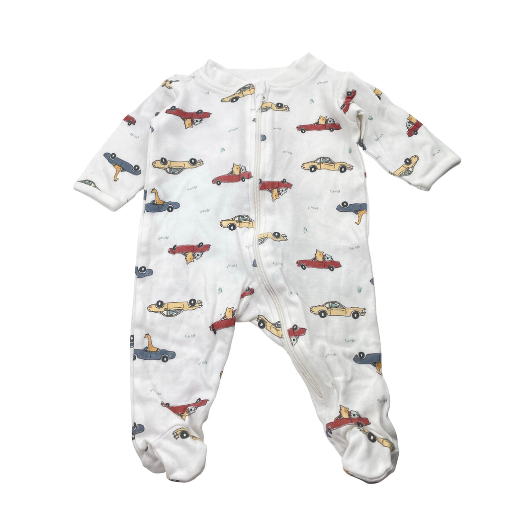 Boys Anko, cotton zip coverall / romper, cars, EUC, size 0000,  