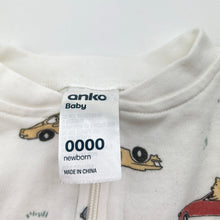 Load image into Gallery viewer, Boys Anko, cotton zip coverall / romper, cars, EUC, size 0000,  