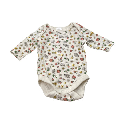 Girls Dymples, soft cotton bodysuit / romper, strawberries, EUC, size 0000,  