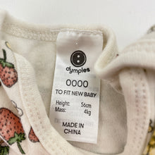 Load image into Gallery viewer, Girls Dymples, soft cotton bodysuit / romper, strawberries, EUC, size 0000,  