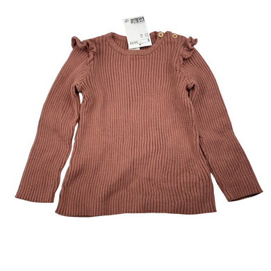 Girls H&M, ribbed knit cotton long sleeve top, NEW, size 1-2,  