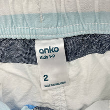 Load image into Gallery viewer, Boys Anko, striped cotton shorts, elasticated, GUC, size 2,  
