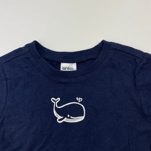 Unisex Anko, navy cotton tee / top, whale, EUC, size 0,  