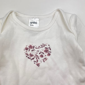 Girls Anko, cotton bodysuit / romper, flowers, EUC, size 000,  