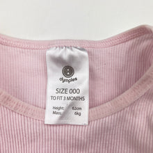 Load image into Gallery viewer, Girls Dymples, pink ribbed cotton singletsuit romper, EUC, size 000,  