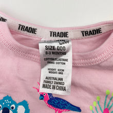 Load image into Gallery viewer, Girls TRADIE baby, Tiny Tough bodysuit / romper, GUC, size 000,  
