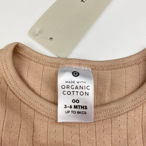 Girls Target, organic cotton blend pointelle top, NEW, size 00,  