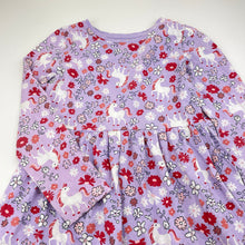 Load image into Gallery viewer, Girls KID, cotton long sleeve dress, unicorns, GUC, size 7, L: 60cm