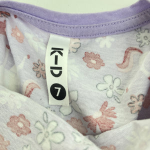 Girls KID, cotton long sleeve dress, unicorns, GUC, size 7, L: 60cm