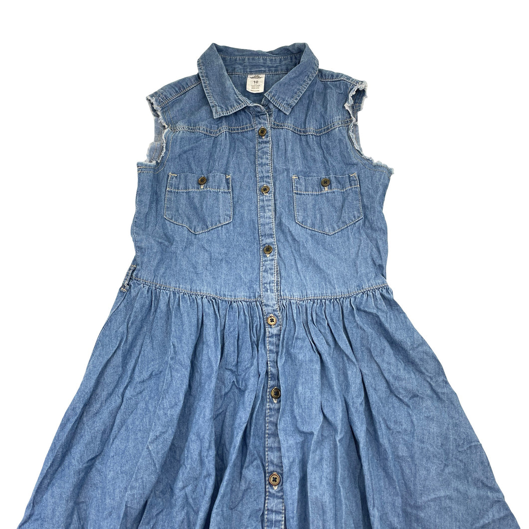 Girls Miss Understood, chambray cotton casual dress, GUC, size 10, L: 73cm