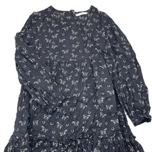 Load image into Gallery viewer, Girls M&amp;S, viscose long sleeve dress, horses, EUC, size 12-13, L: 75cm