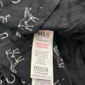 Girls M&S, viscose long sleeve dress, horses, EUC, size 12-13, L: 75cm