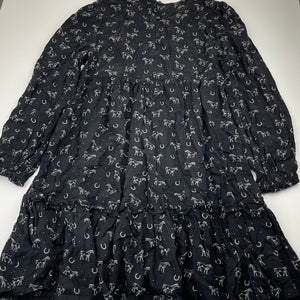 Girls M&S, viscose long sleeve dress, horses, EUC, size 12-13, L: 75cm