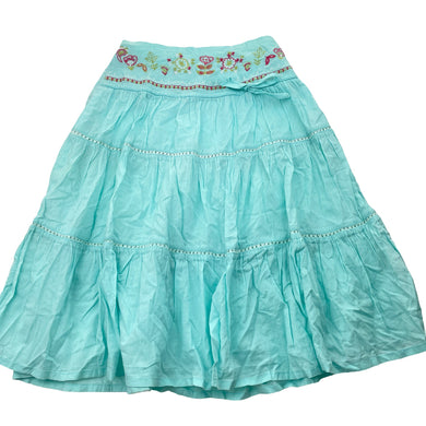 Girls KWD, embroidered cotton skirt, elasticated, L:50cm *mark back hem*, FUC, size 6,  