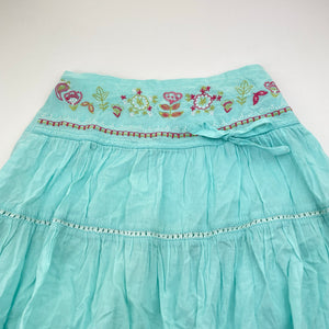 Girls KWD, embroidered cotton skirt, elasticated, L:50cm *mark back hem*, FUC, size 6,  