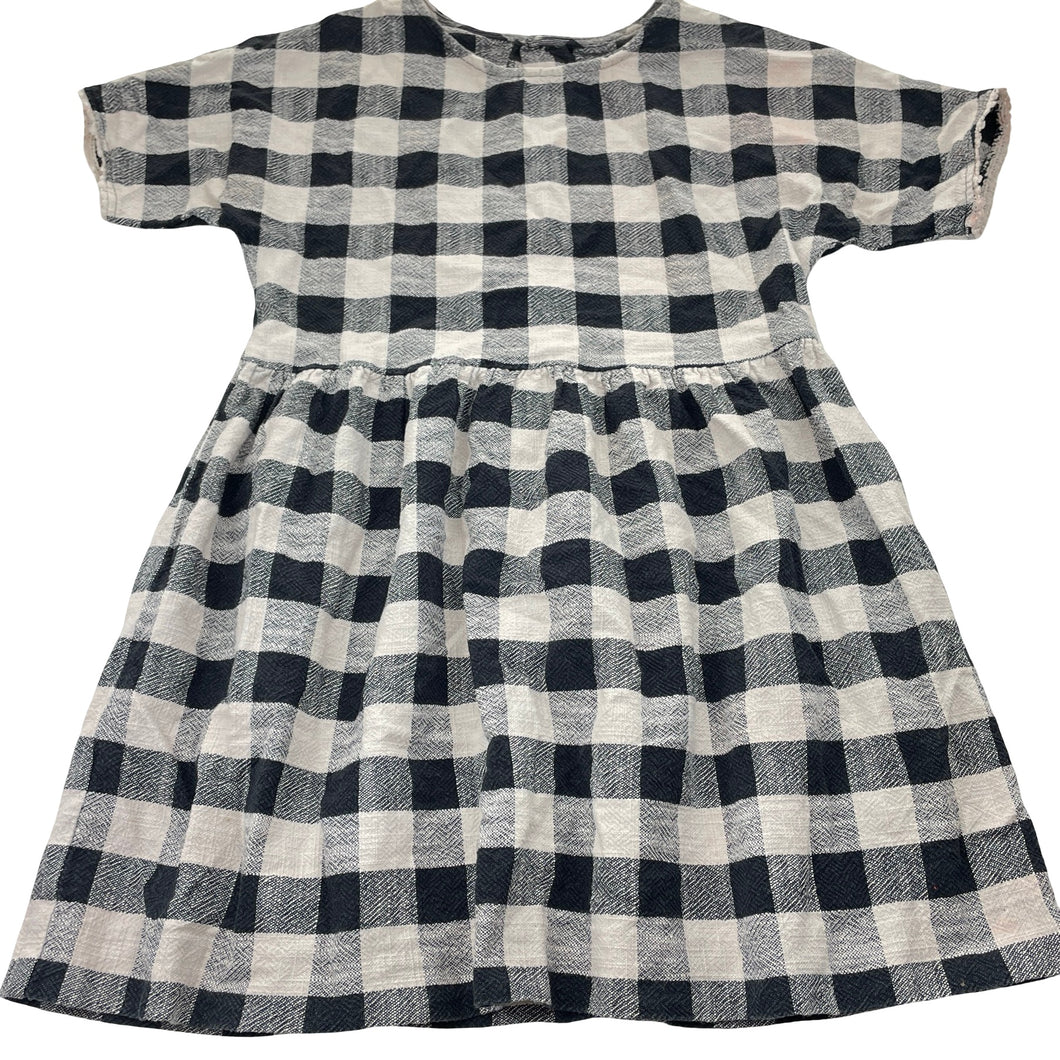 Girls Zara, checked, woven cotton short sleeve dress, EUC, size 13-14, L: 68cm
