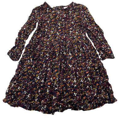 Girls Mango, floral viscose long sleeve dress, EUC, size 7, L: 62cm