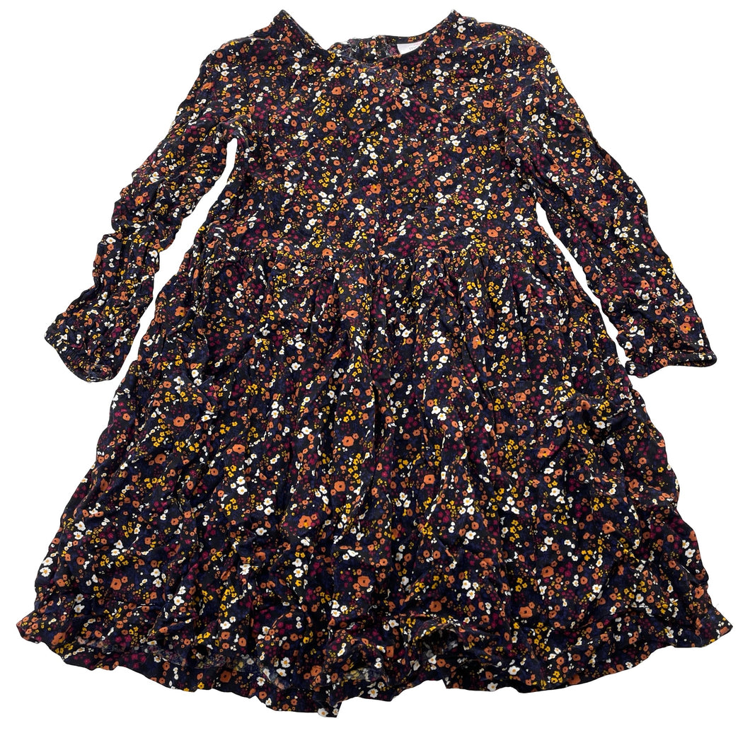 Girls Mango, floral viscose long sleeve dress, EUC, size 7, L: 62cm