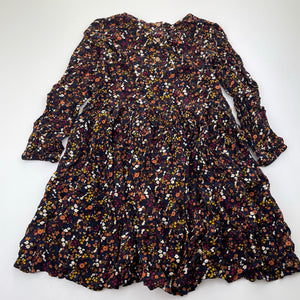 Girls Mango, floral viscose long sleeve dress, EUC, size 7, L: 62cm