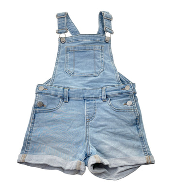 Girls Target, stretch denim overalls / shortalls (green mark back strap), FUC, size 5,  