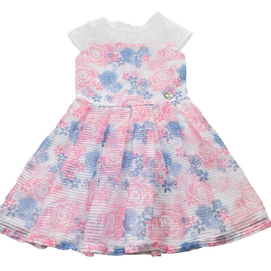 Girls Barbie, lined lightweight floral party dress, EUC, size 5, L: 61cm