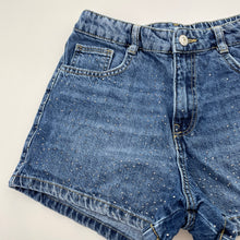 Load image into Gallery viewer, Girls Zara, embellished denim shorts, adjustable, FUC, size 13-14,  