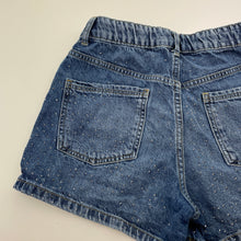 Load image into Gallery viewer, Girls Zara, embellished denim shorts, adjustable, FUC, size 13-14,  
